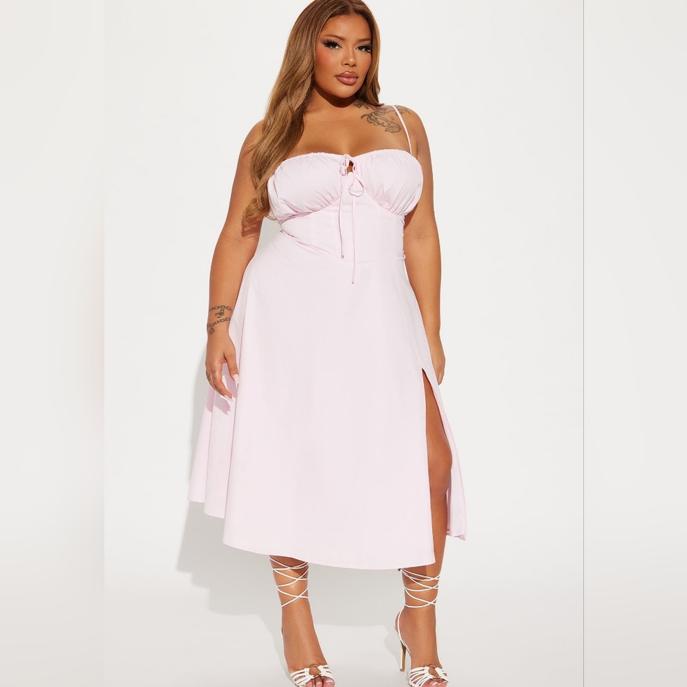 "Oh Darlin" Poplin Midi Pink Dress- Fashion Nova
